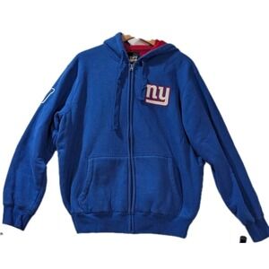 New York Giants NFL Full Zip Hoodie Fleece Blue Mens M Y2K Football